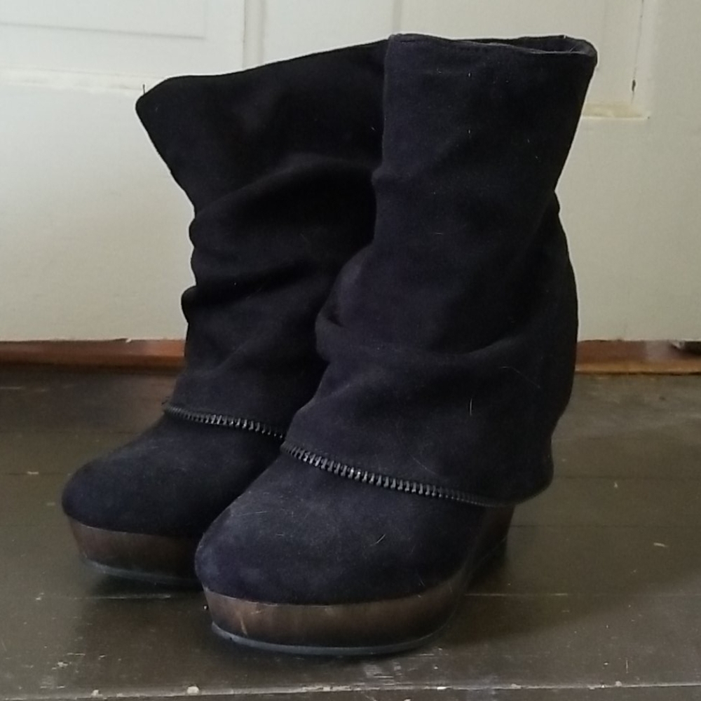 Black suede booties